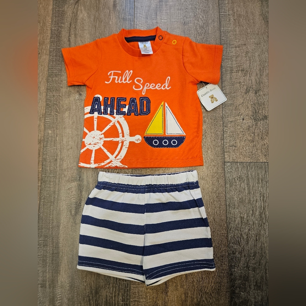 Orange Nautical Baby Outfit